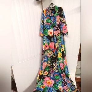 Bierner & Sons Hmm Robe Lounge  Short Sleeves,Floral,Stretchy, Pockets Size S/42